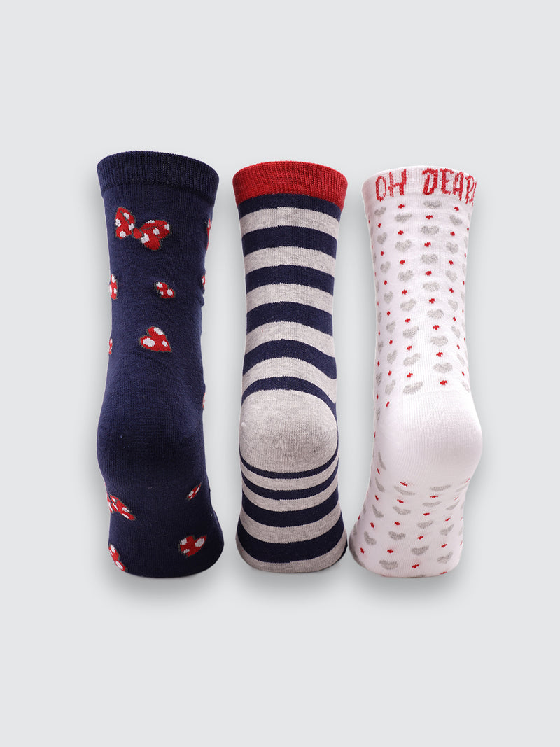 Комплект дамски фигурални чорапи "Dear present" на райе, в бяло и сиво