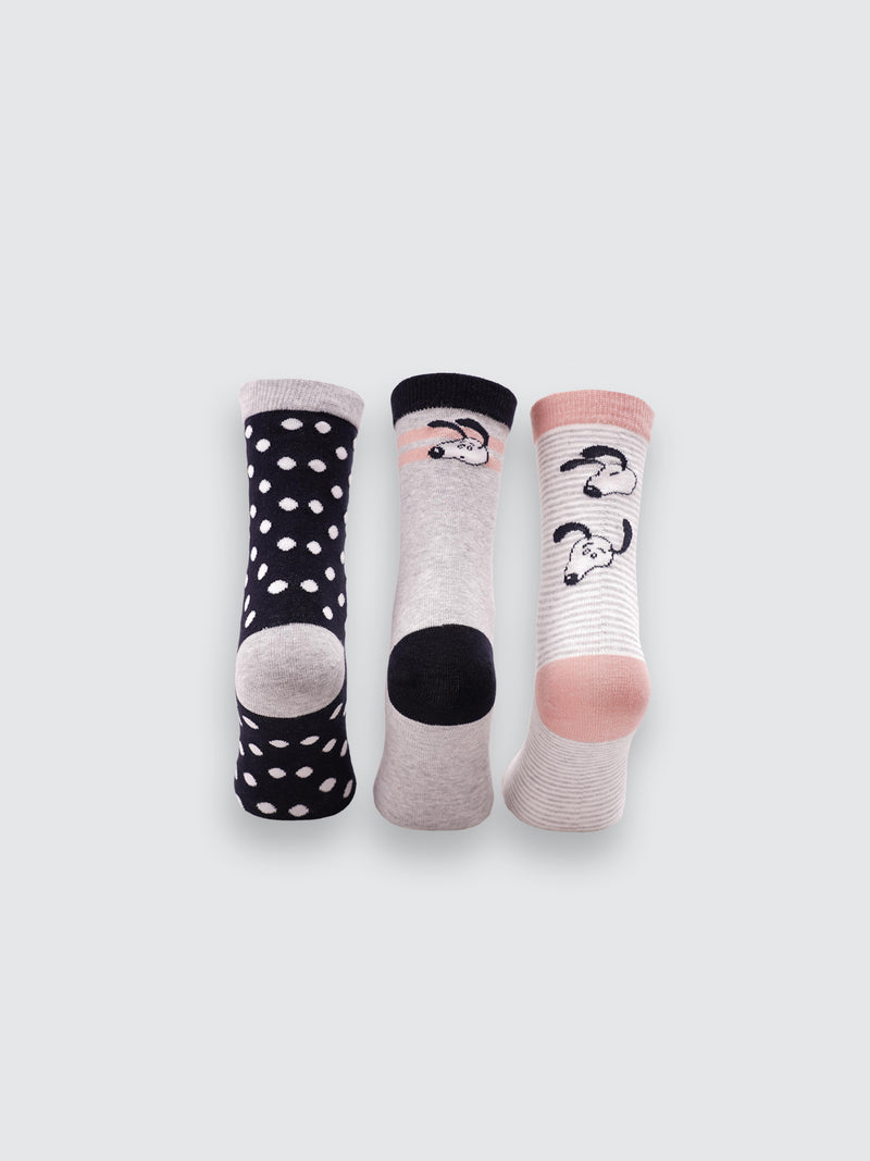 Koмплект дамски чорапи "Dog's life" на точки, в сиво и на райе