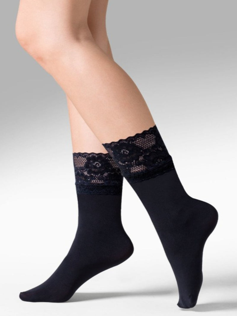 Микрофибърни къси чорапи с дантела Nina - Zaza-bg